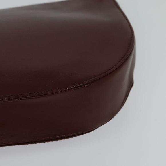 CARTIER Clutch Bag Leather Bordeaux Gold Auth bs24868
